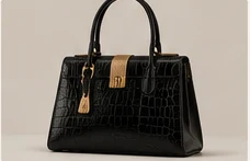 Black embossed handbag concept